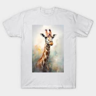 Soft Watercolor Giraffe Safari Portrait T-Shirt